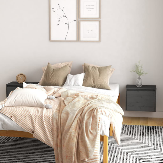 vidaXL Seinäkaapit 2 kpl harmaa 45x30x35 cm täysi mänty
