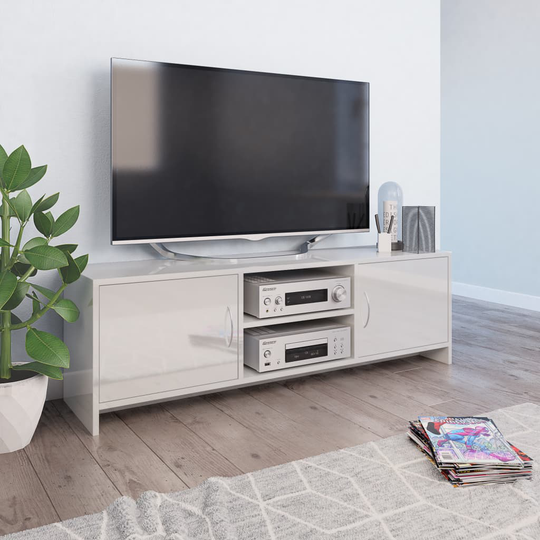 vidaXL TV-taso korkeakiilto valkoinen 120x30x37,5 cm lastulevy