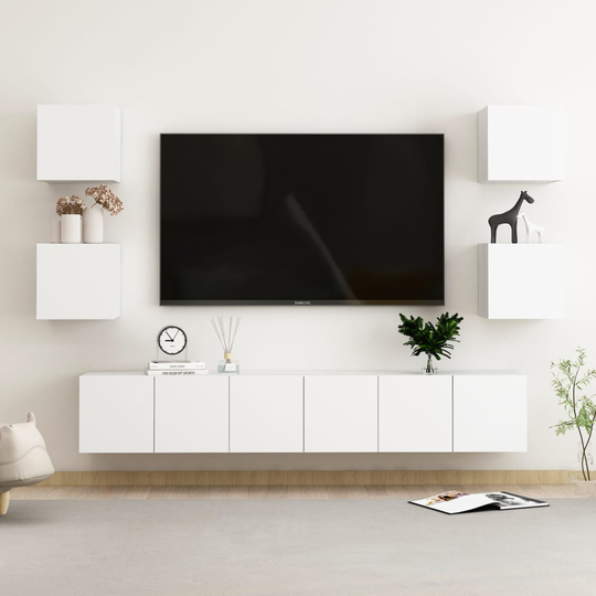 vidaXL 7-osainen TV-kaappisarja valkoinen lastulevy