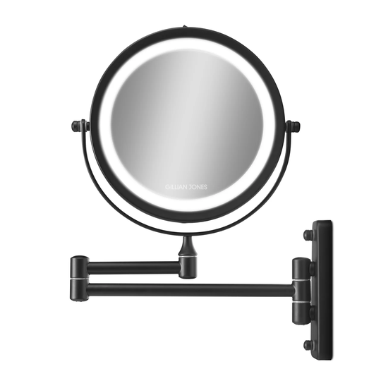 Gillian Jones - Double-Sided Wall Mirror w. LED Light&x10 Magnification - Black