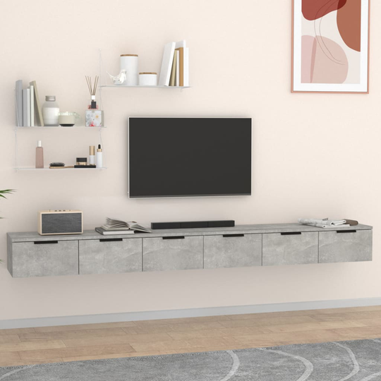vidaXL Seinäkaapit 2 kpl betoninharmaa 102x30x20 cm tekninen puu