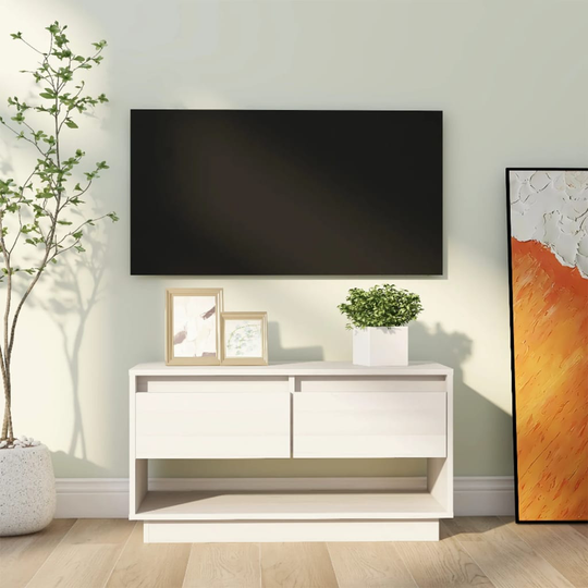 vidaXL TV-taso valkoinen 74x34x40 cm täysi mänty