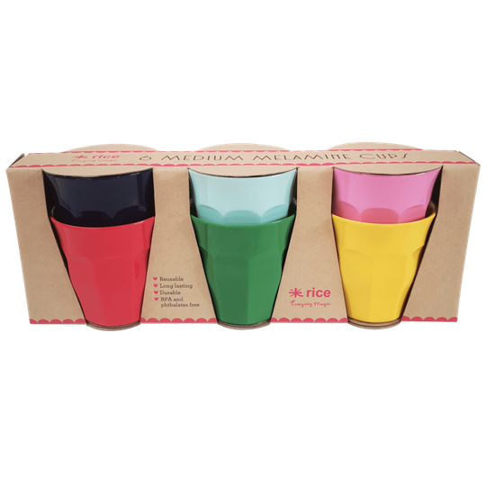 Rice - Medium Melamine Cups 6 Pcs. - Favorite Colors
