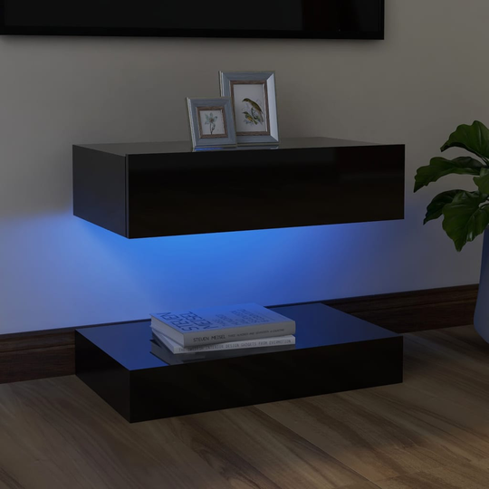 vidaXL TV-taso LED-valoilla korkeakiilto musta 60x35 cm