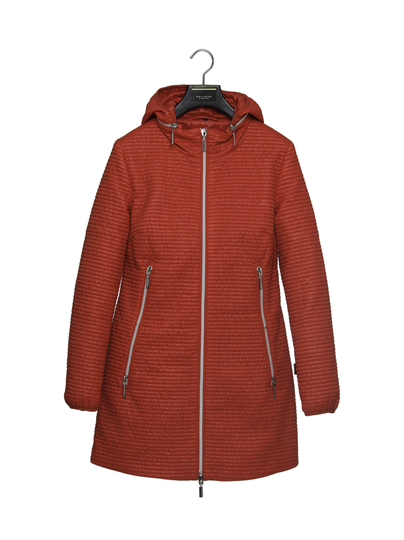 Ava hood rich red baby stripe tikattu takki