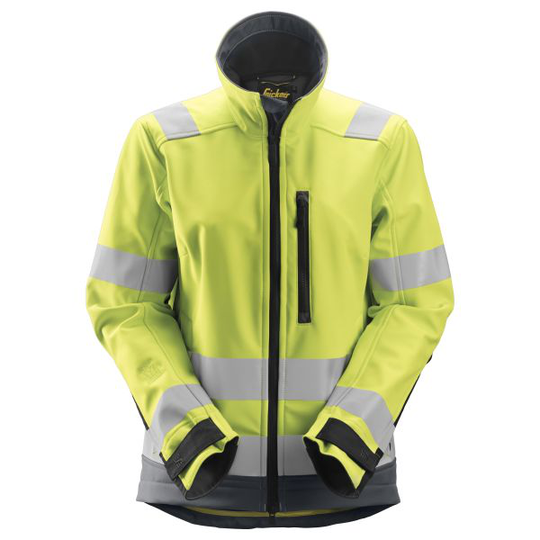Snickers 1237 AllroundWork Softshelltakki huomiovaate, keltainen 3XL