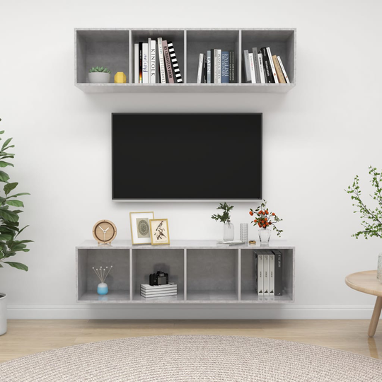 vidaXL Seinäkiinnitettävät TV-tasot 2 kpl betoninharmaa lastulevy