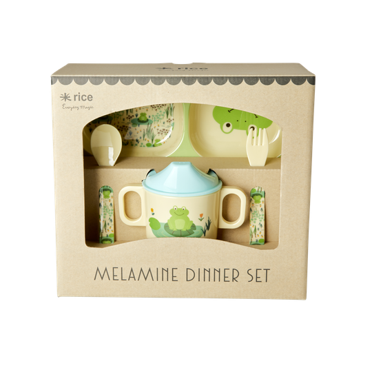 Rice - Melamine Baby Dinner Set Giftbox - Frog Print