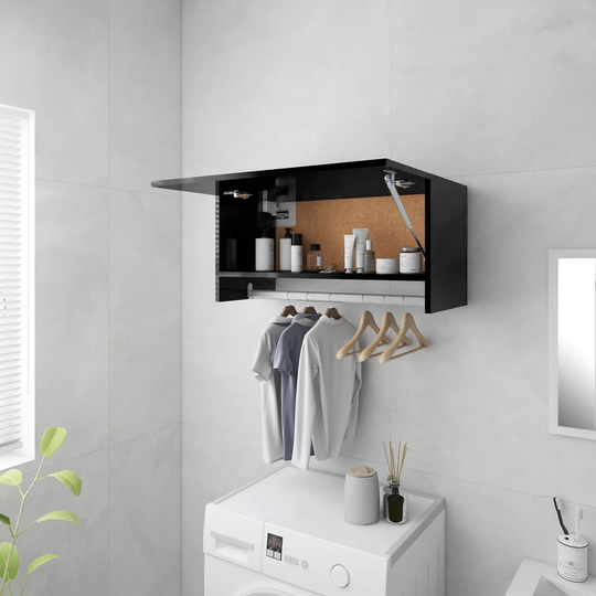 vidaXL Vaatekaappi korkeakiilto musta 70x32,5x35 cm lastulevy