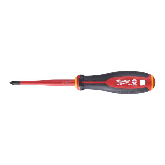 Milwaukee Tri-Lobe VDE Ruuvimeisseli kolmisivuinen pyörimistä estävä kahva PH/ SL2 x 100 mm