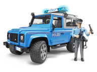 Bruder Land Rover hälytysajoneuvo poliisimiehellä varusteineen