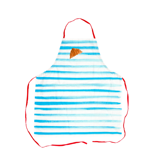 Rice - Cotton Apron - Blue w. Croissant