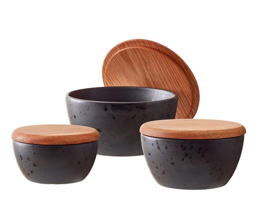 Bitz - Bowl Set With Lid 3 pcs - Black /Black (12485)