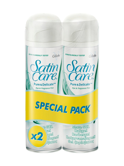Satin care pure & delicate -ihokarvanajogeeli, tuplapakkaus 2 x 200 ml