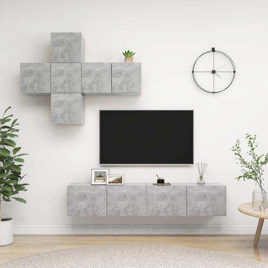 vidaXL 7-osainen TV-kaappisarja betoninharmaa lastulevy