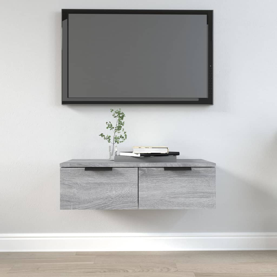 vidaXL TV-seinäkaappi harmaa Sonoma 68x30x20 cm tekninen puu