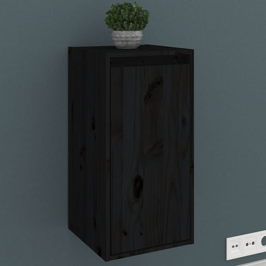 vidaXL Seinäkaappi musta 30x30x60 cm täysi mänty