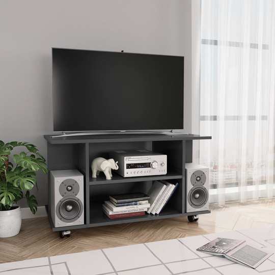 vidaXL TV-taso rullapyörillä korkeakiilto harmaa 80x40x40 cm lastulevy