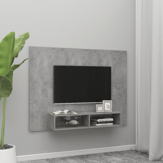 vidaXL TV-taso seinälle betoninharmaa 135x23,5x90cm lastulevy