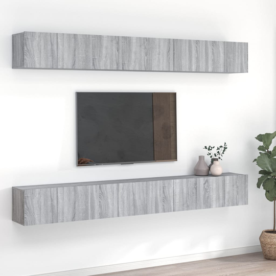 vidaXL TV-tasot 8 kpl harmaa Sonoma 60x30x30 cm tekninen puu