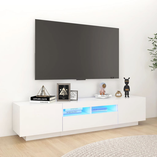 vidaXL TV-taso LED-valoilla valkoinen 180x35x40 cm