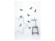 Ferm Living Drawing Birds seinätarra, musta