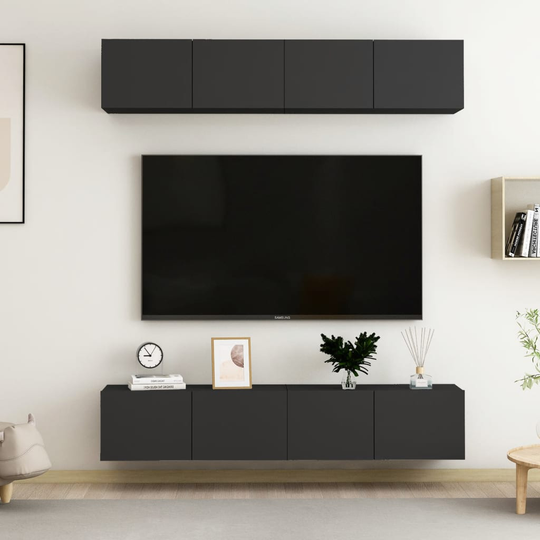 vidaXL TV-tasot 4 kpl musta 80x30x30 cm lastulevy