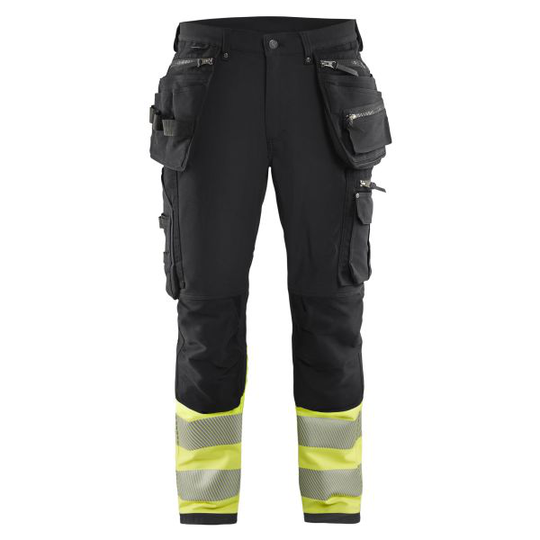 Blåkläder 199316429933C44 Huomiohousut 4-suuntaista joustomateriaalia, musta/huomiokeltainen Koko C44