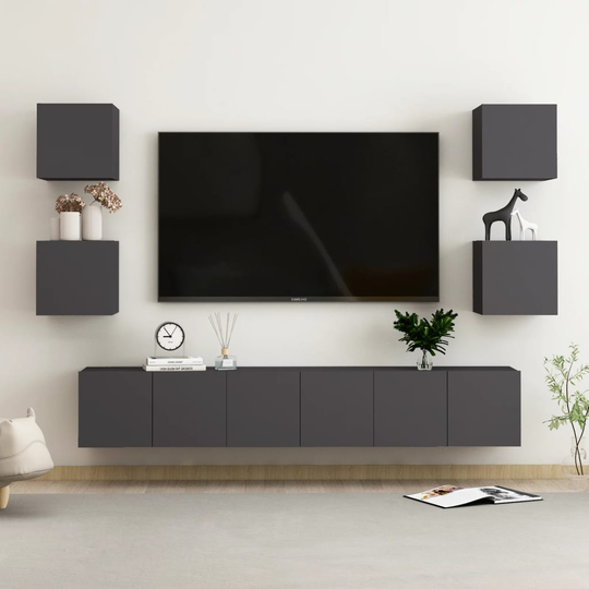 vidaXL 7-osainen TV-kaappisarja harmaa lastulevy