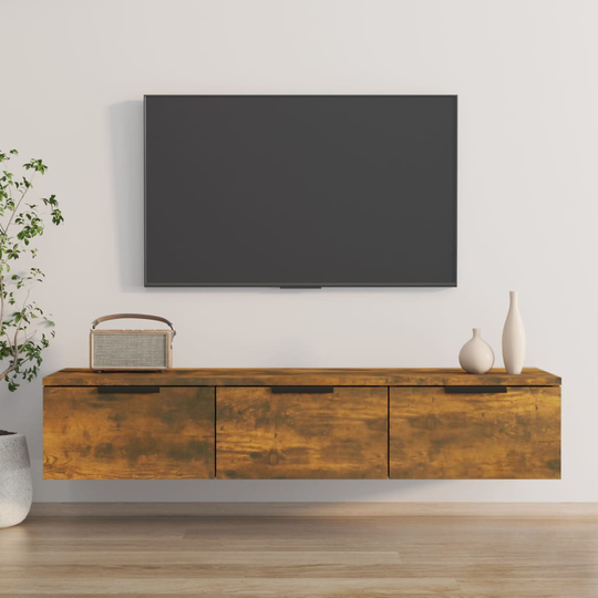 vidaXL Seinäkaappi savutammi 102x30x20 cm tekninen puu
