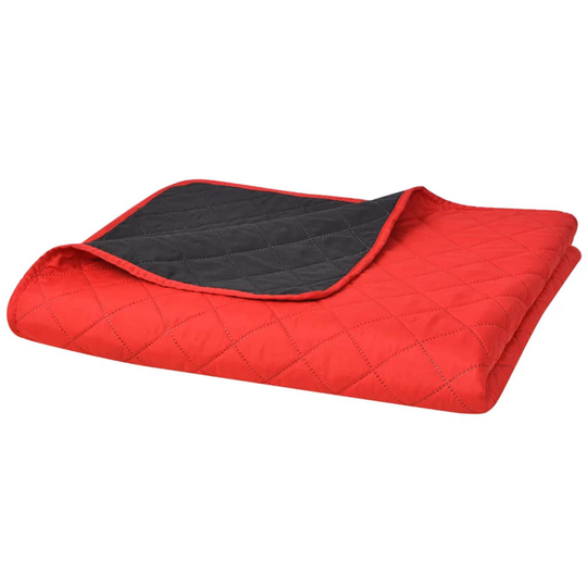 vidaXL Kaksipuolinen Tikattu Päiväpeite Punainen ja musta 170x210 cm