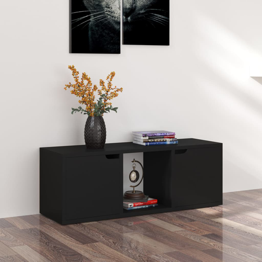 vidaXL TV-taso musta 88,5x27,5x30,5 cm lastulevy
