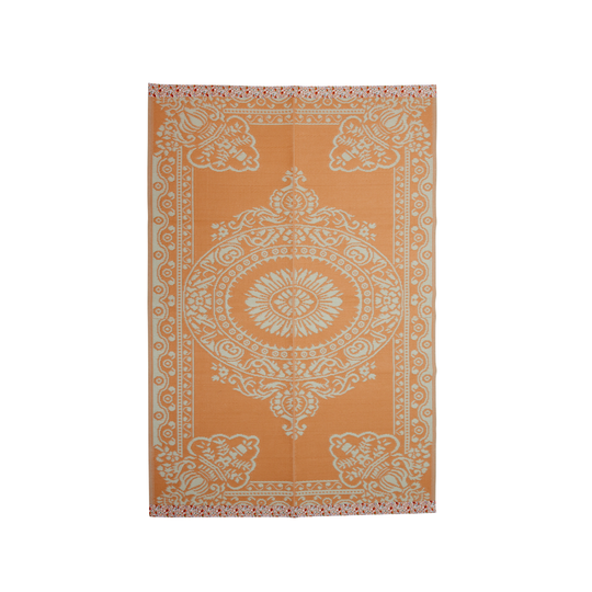 Rice - Floor Carpet in Off White&Coral