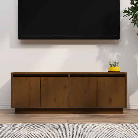 vidaXL TV-taso hunajanruskea 110x34x40 cm täysi mänty