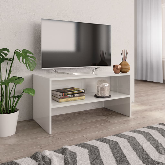 vidaXL TV-taso korkeakiilto valkoinen 80x40x40 cm lastulevy