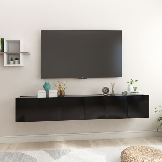 vidaXL Seinäkiinnitettävät TV-tasot 3 kpl musta 60x30x30 cm