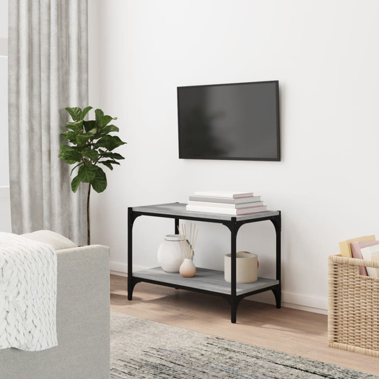 vidaXL TV-taso harmaa Sonoma 60x33x41 cm tekninen puu ja teräs