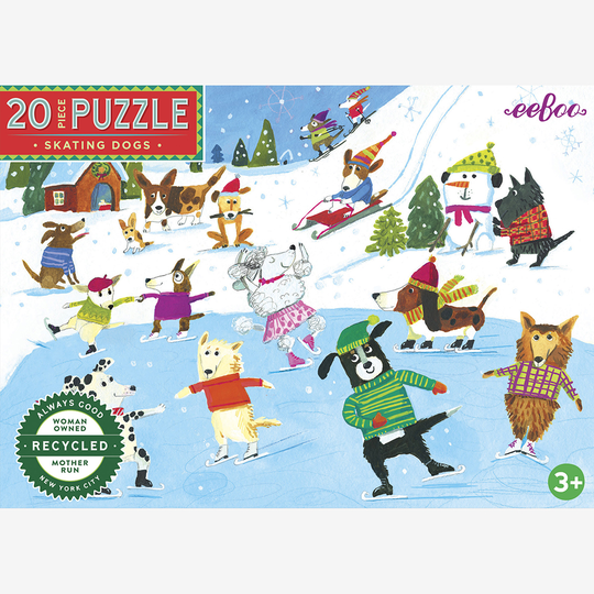 eeBoo - Puzzle 20 pcs - Skating Dogs - (EPZDOG