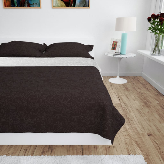 vidaXL Kaksipuolinen tikattu päiväpeite 170x210 cm kerma ja ruskea
