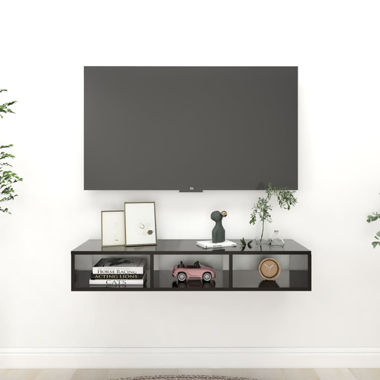 vidaXL Seinähylly musta 102x30x17 cm lastulevy