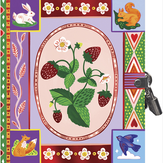 eeBoo - Diary with Lock - Strawberries - (ELDSWB