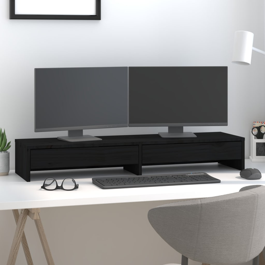 vidaXL Näyttökoroke musta 100x27x15 cm täysi mänty