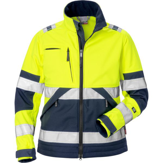 Fristads 4183 WYH Softshelltakki huomiokeltainen/laivastonsininen L