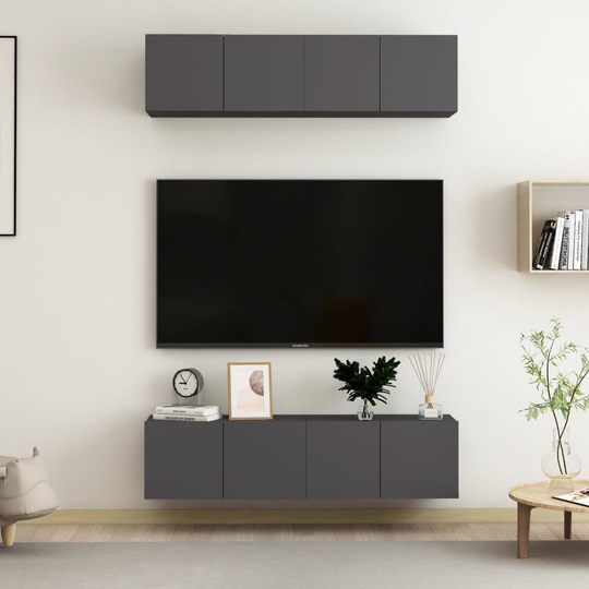 vidaXL TV-tasot 4 kpl harmaa 60x30x30 cm lastulevy