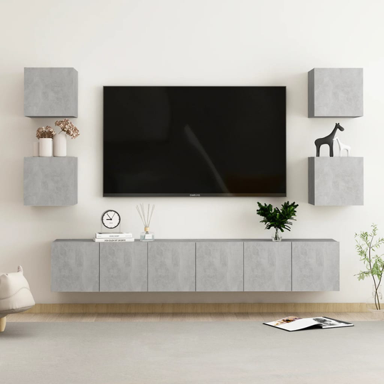 vidaXL 7-osainen TV-kaappisarja betoninharmaa lastulevy