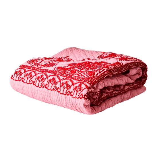 Rice - Cotton Quilt Bedspread Pink