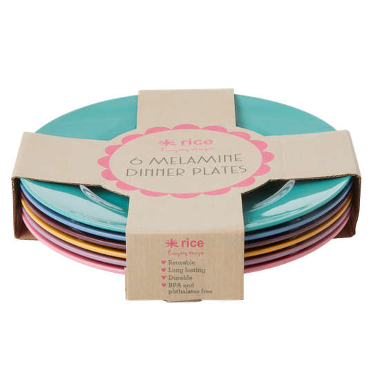 Rice - Melamine Round Dinner Plates in Dance Out Colors
