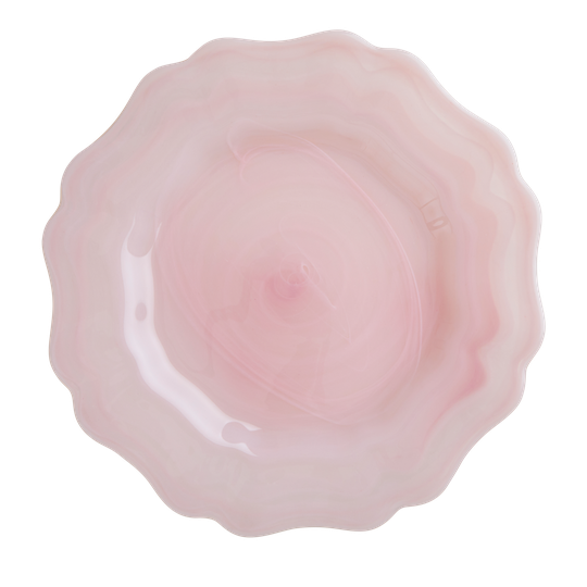 Rice - Alabaster Glass Dinner Plate in Soft Pink -Ø28 cm
