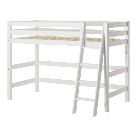 Hoppekids - ECO Luxury Medium Bed 90x200 cm, Sloping Ladder, White