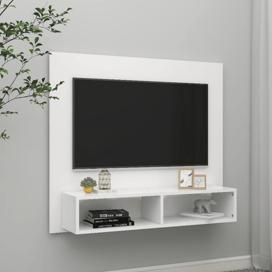 vidaXL TV-taso seinälle valkoinen 102x23,5x90 cm lastulevy